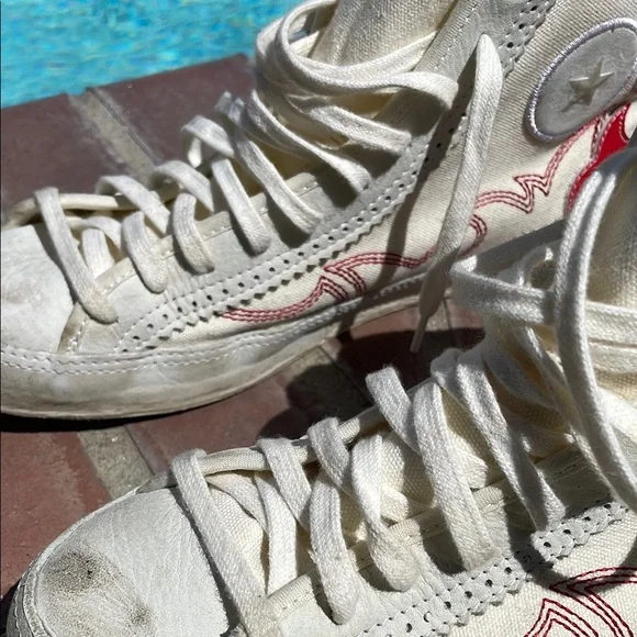 Converse Chucks Taylor Sasha High-Top Sneakers with Red Flame Western Design - Picture 5 of 15